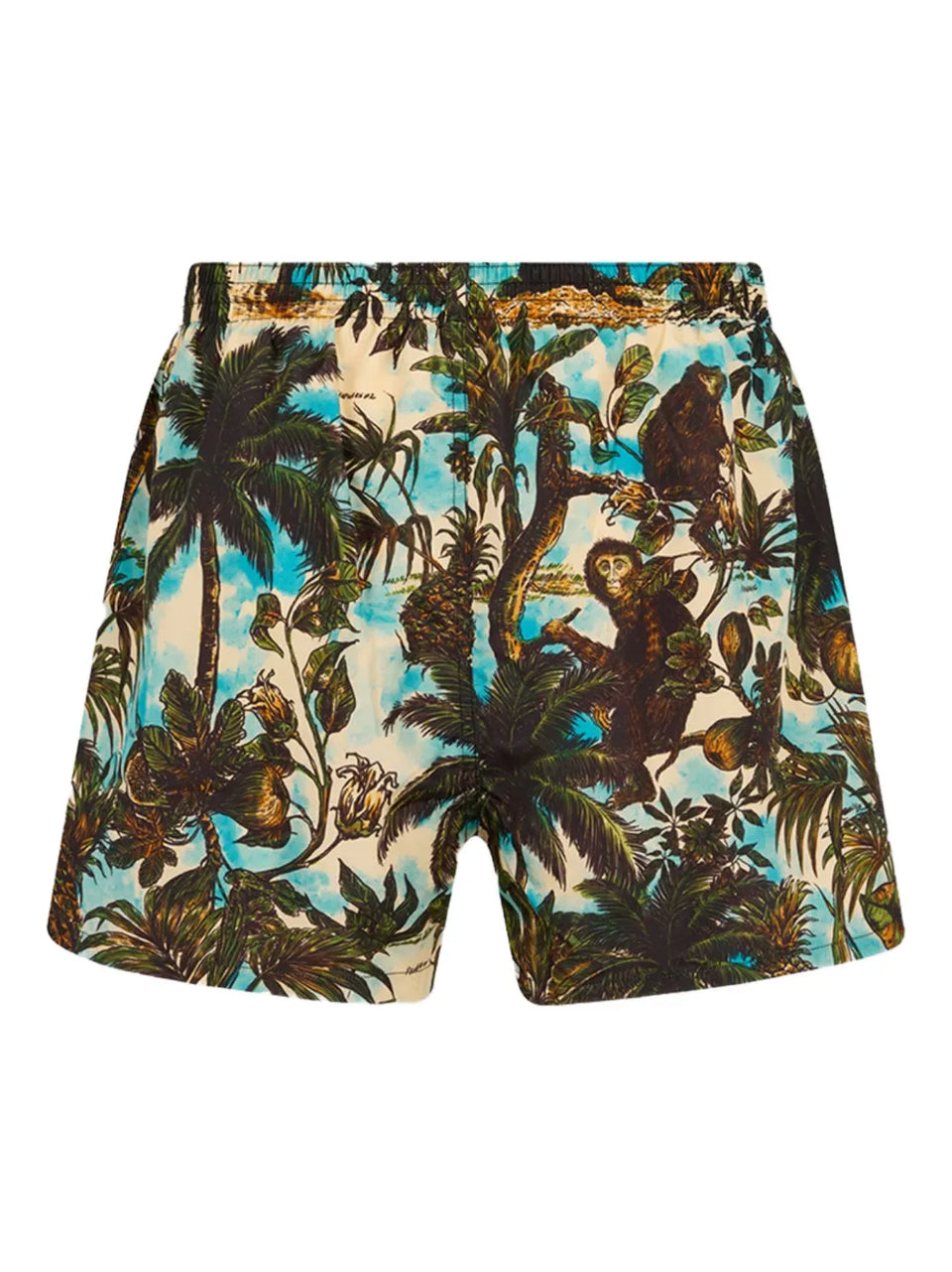 monkey-print swim shorts