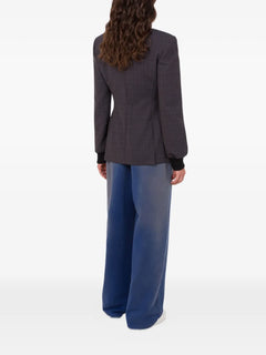 checked-pattern zip-up coat