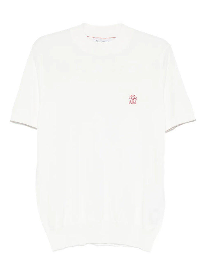embroidered-logo knitted T-Shirt