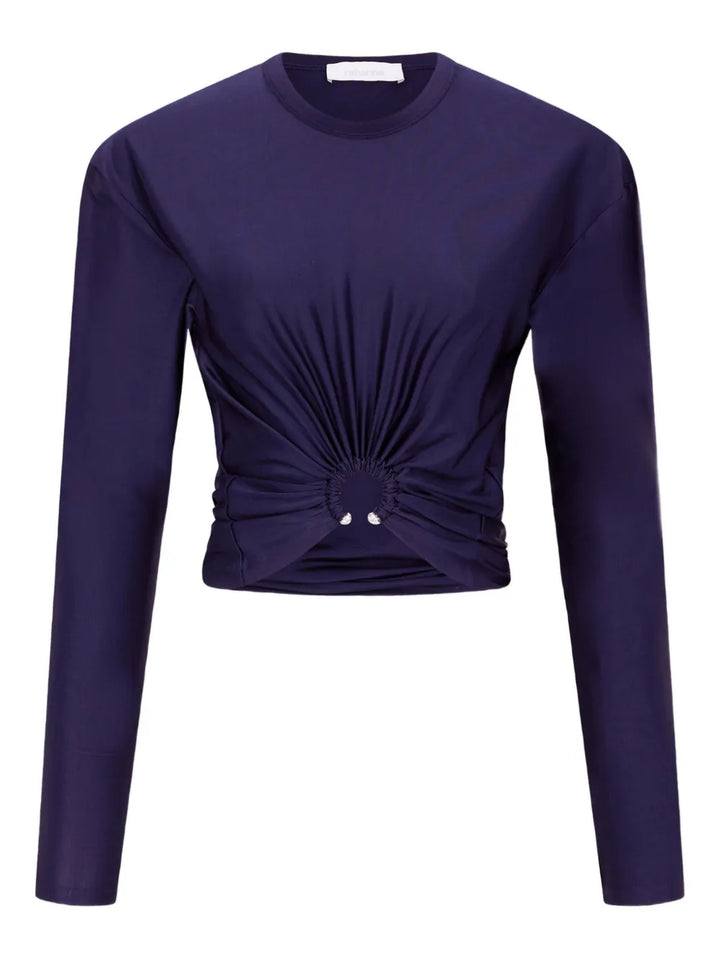 long-sleeve piercing-detail top