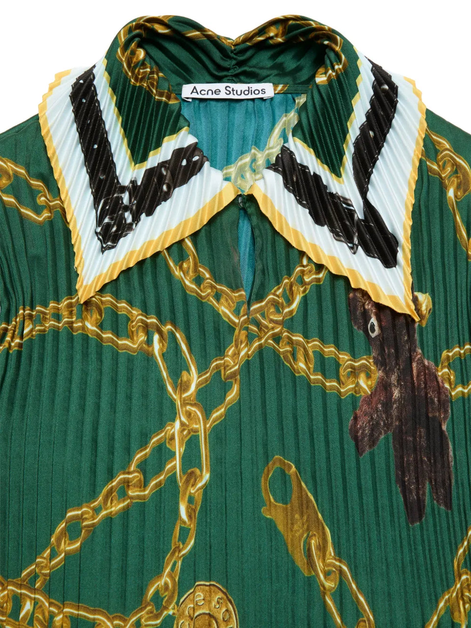 chain-print collared polo top