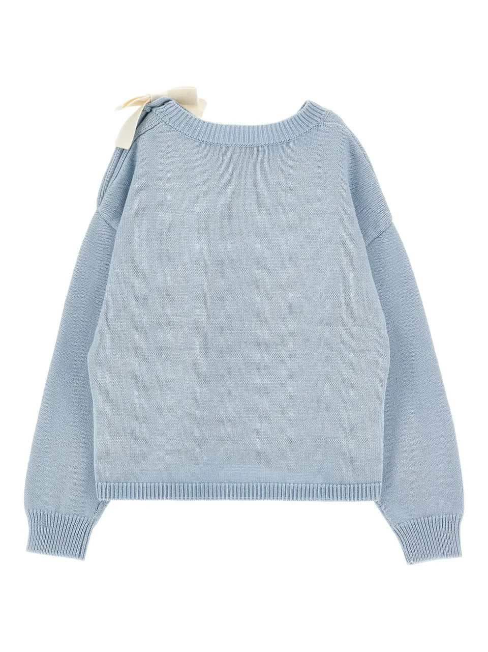 bow-buttoned sweater