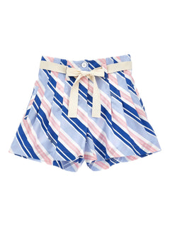striped-belted shorts
