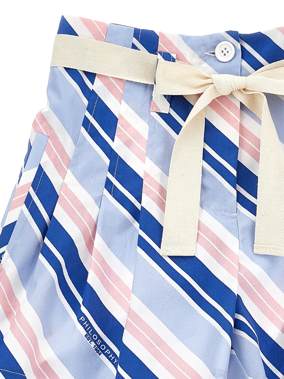striped-belted shorts