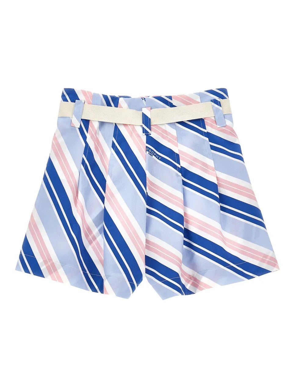 striped-belted shorts