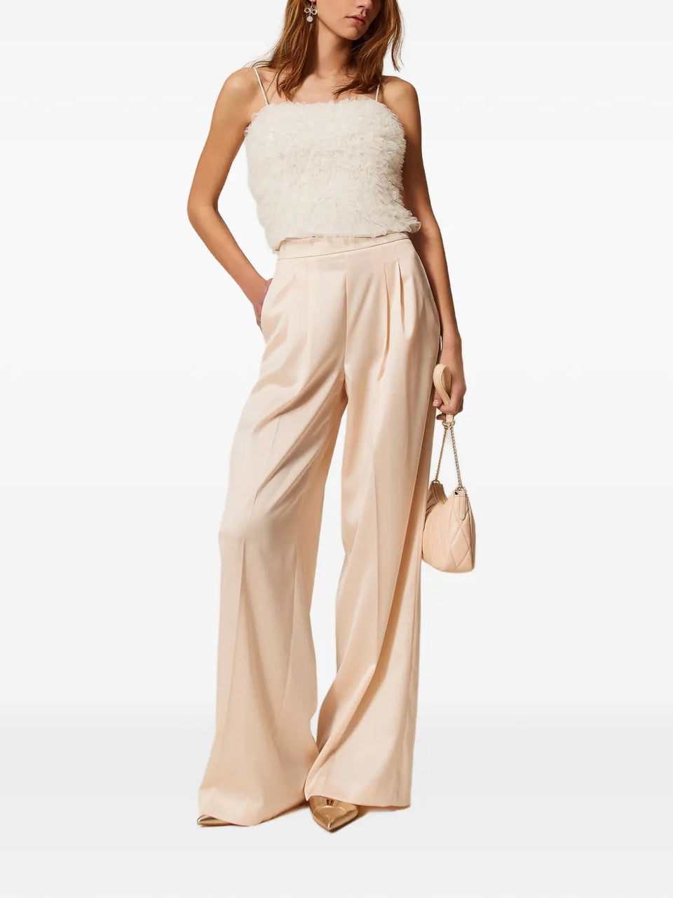 wide-leg satin trousers