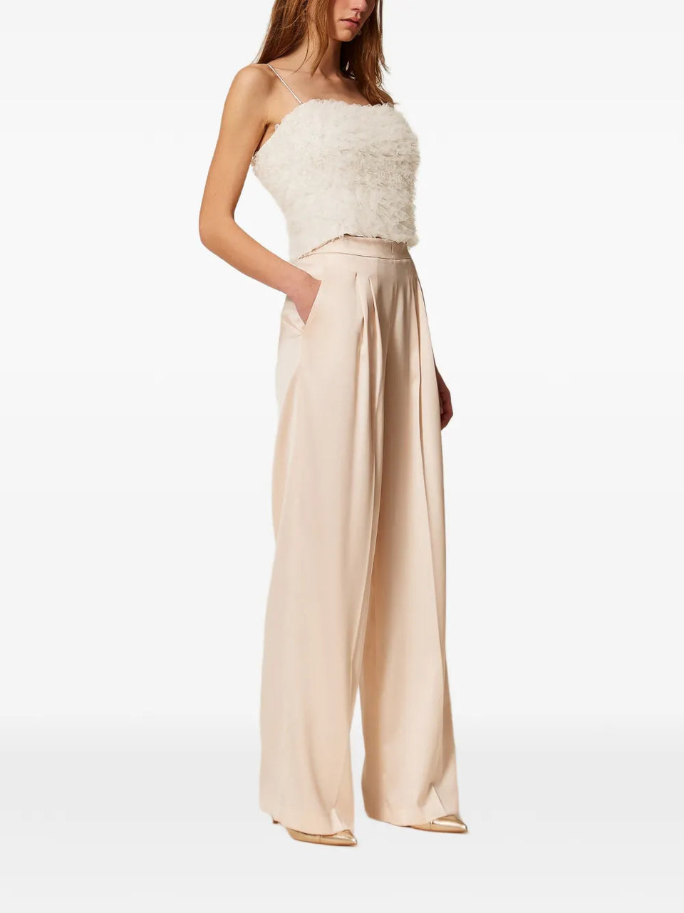 wide-leg satin trousers