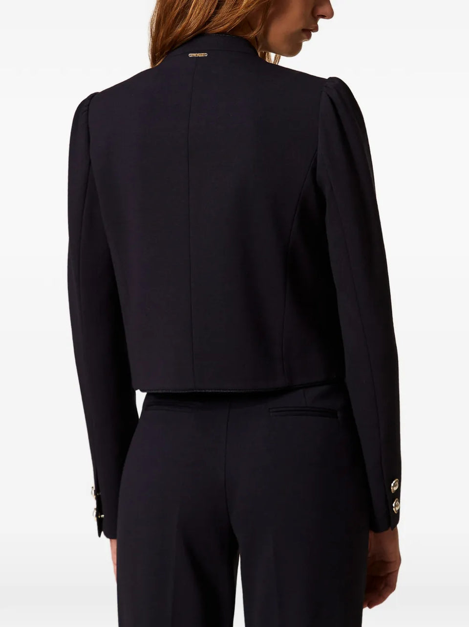 mandarin-collar decorative-button jacket
