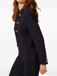 mandarin-collar decorative-button jacket