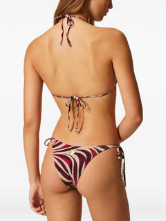 zebra-print lurex bikini top