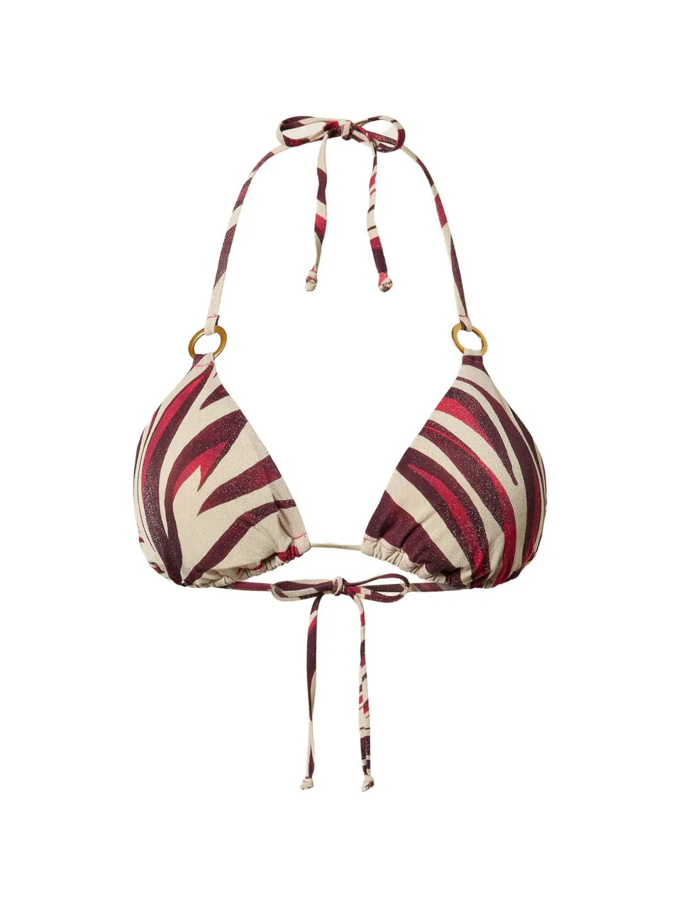 zebra-print lurex bikini top