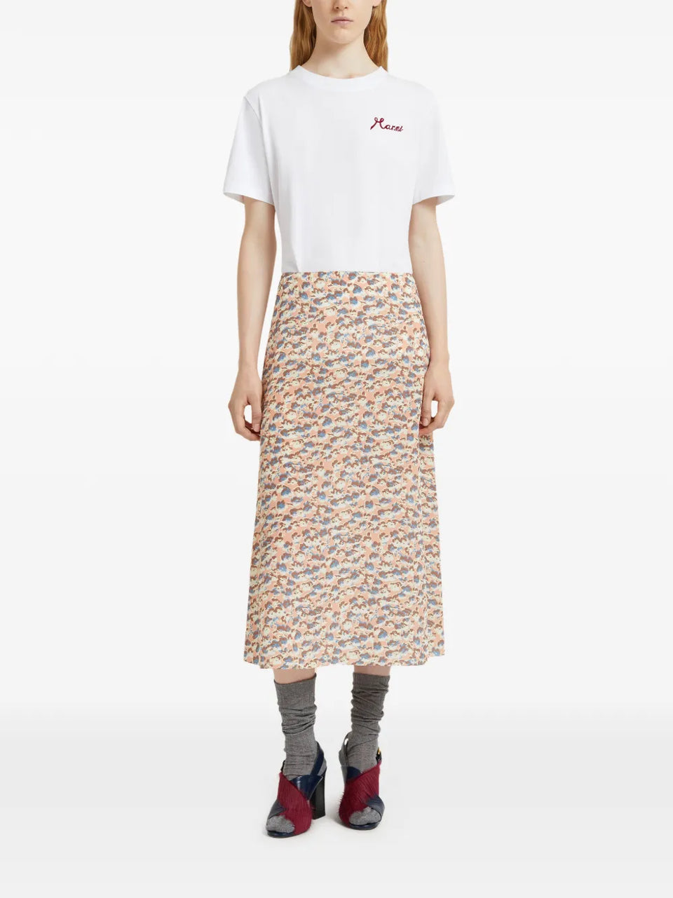 Floral Print Midi Skirt