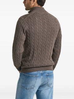 cable-knit half-zip sweater