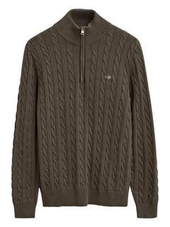 cable-knit half-zip sweater