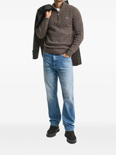 cable-knit half-zip sweater