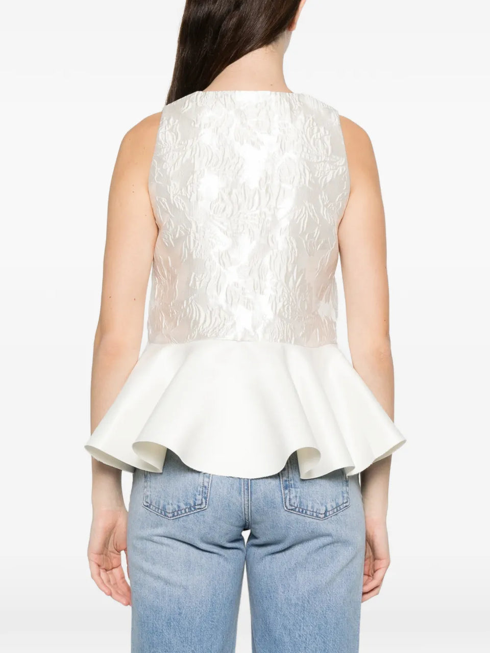 satin cloque peplum top