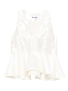 satin cloque peplum top