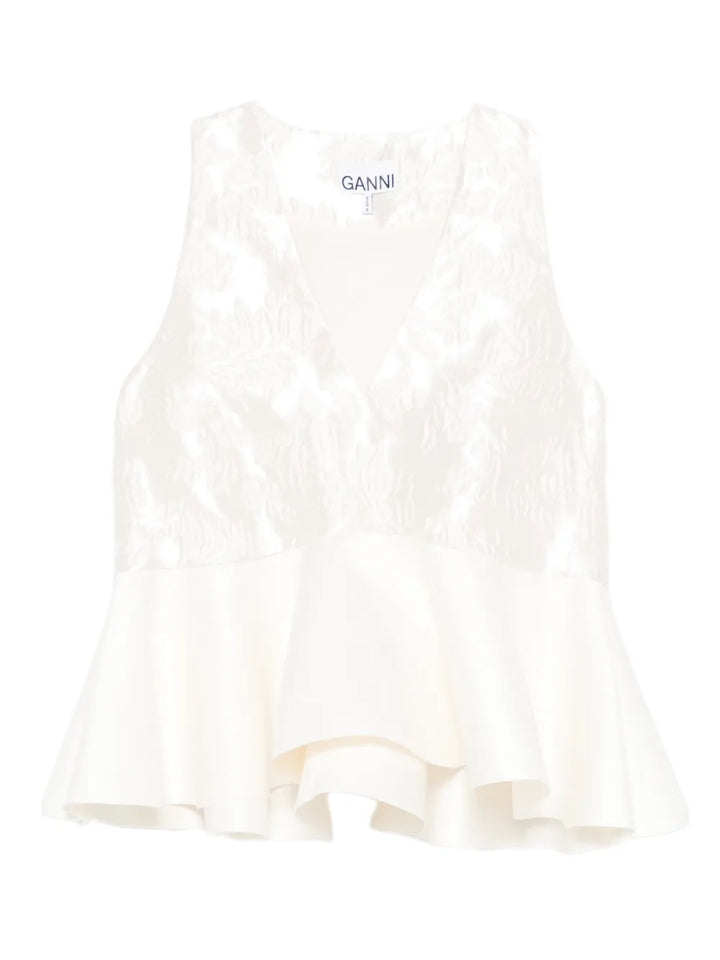 satin cloque peplum top