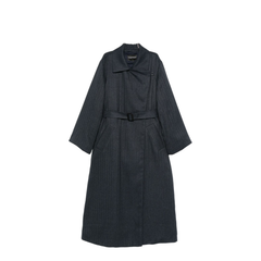 Blue Striped Pattern Belted Waist Jacket