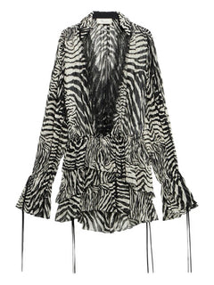 lace-trim zebra-print mini dress