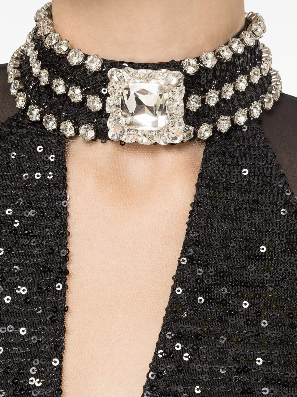 sequined cape gown