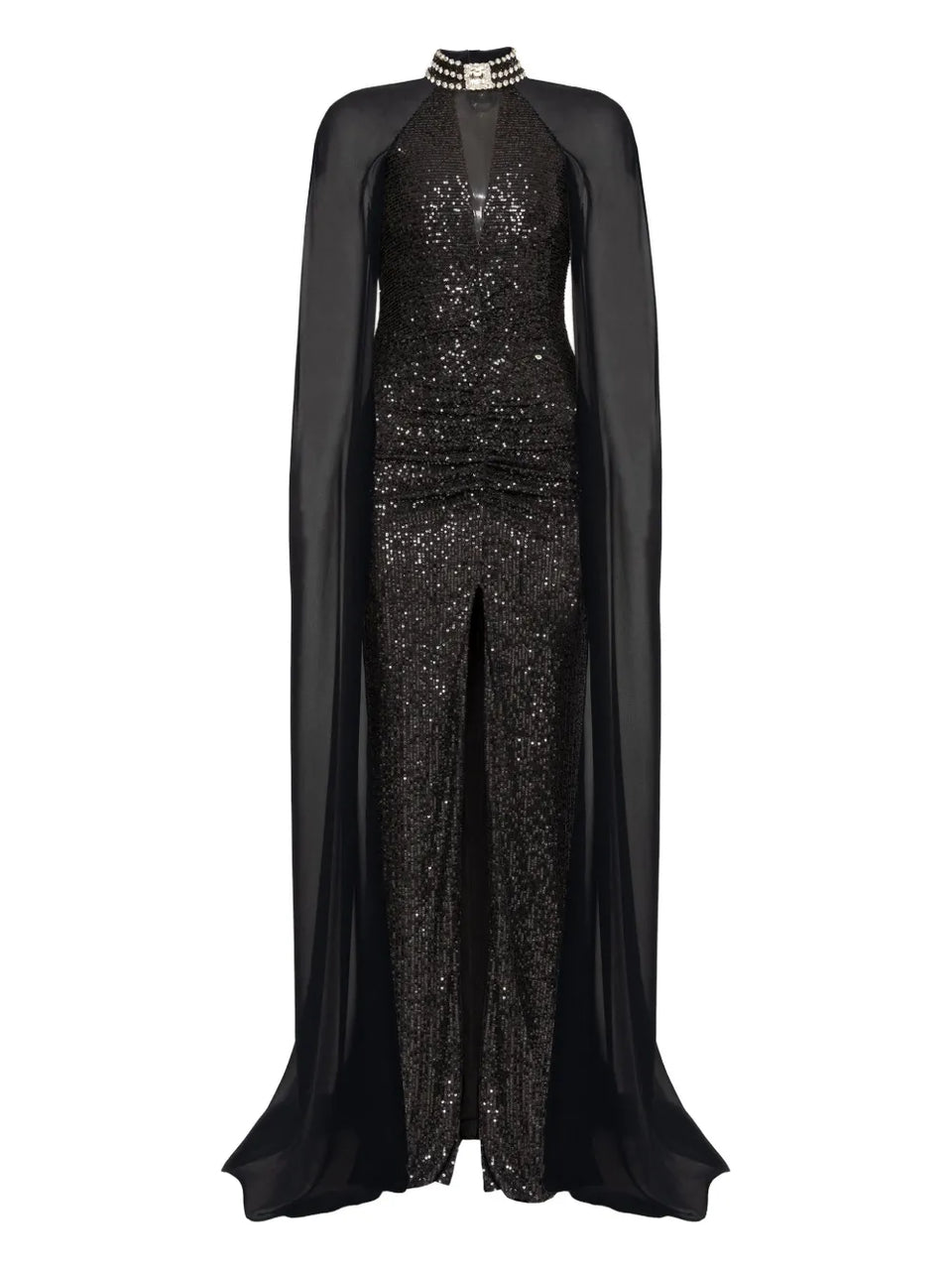 sequined cape gown