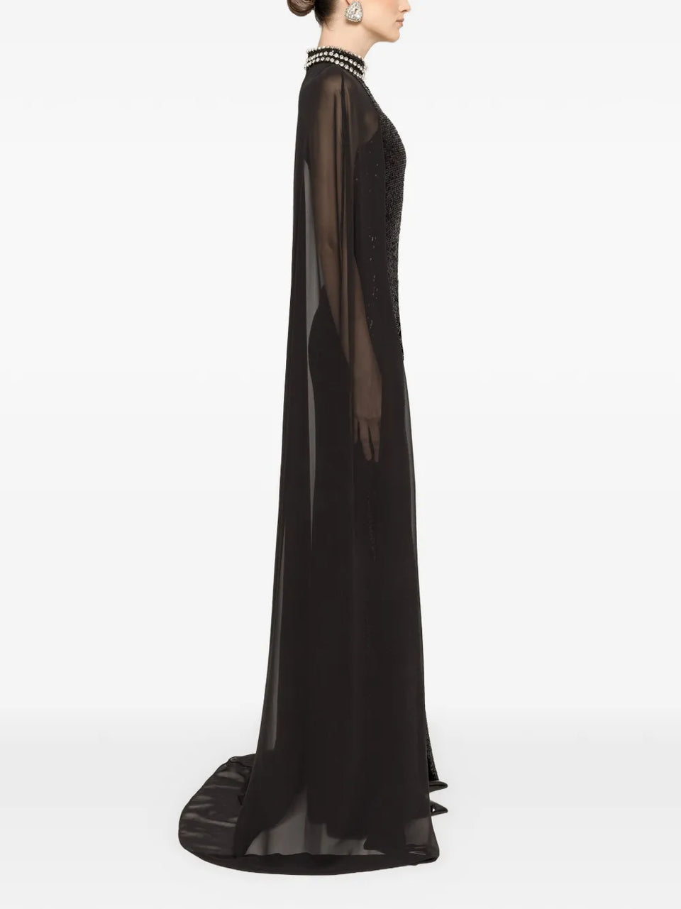 sequined cape gown