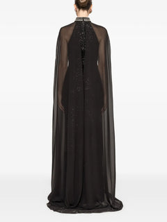 sequined cape gown