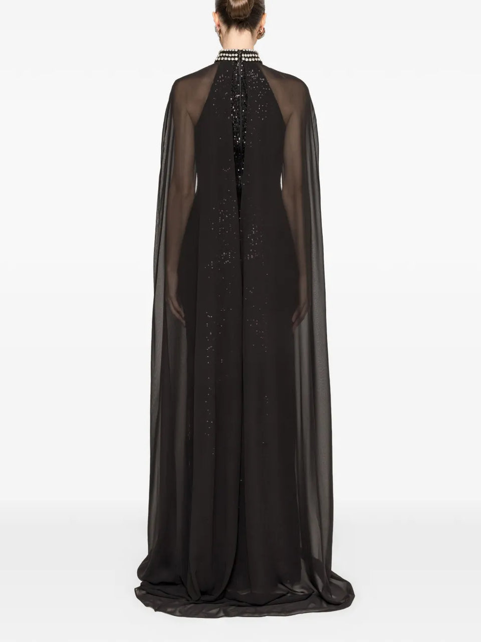 sequined cape gown