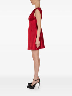 crew neck pleated mini dress
