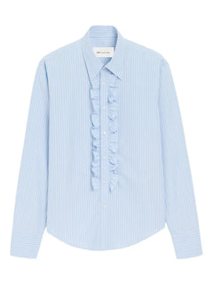 ruffled-detail striped shirt