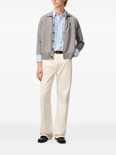 ruffled-detail striped shirt