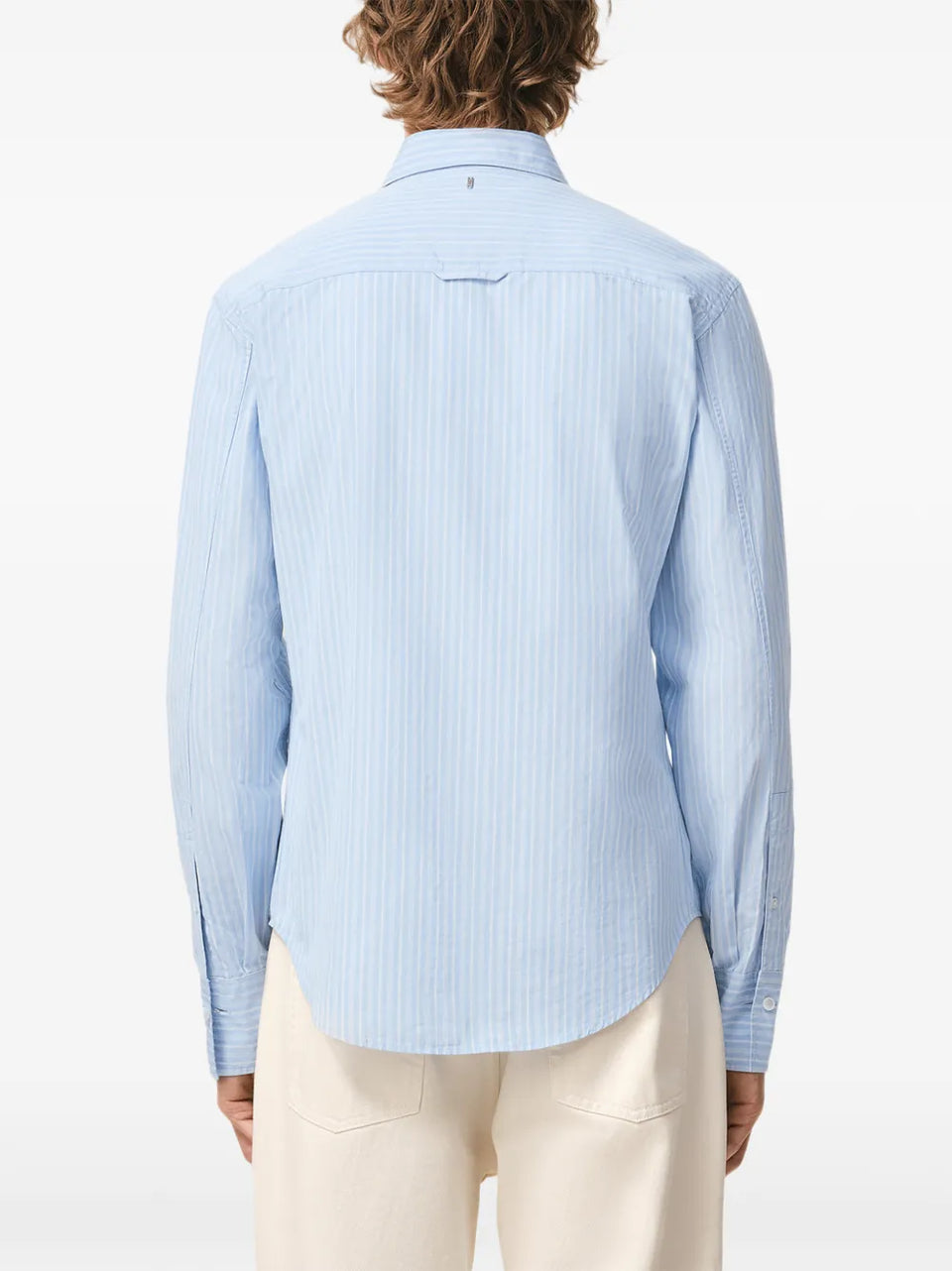 ruffled-detail striped shirt