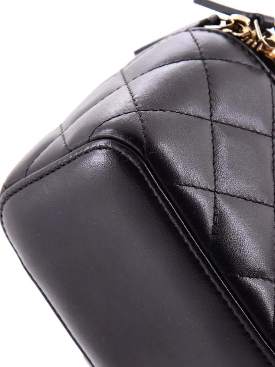 Camellia Bow Vanity Case with Chain Quilted Lambskin Mini crossbody bag