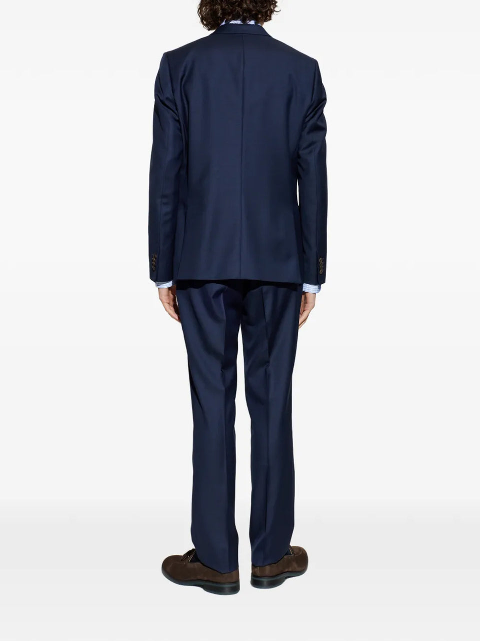 buttoned blue suit