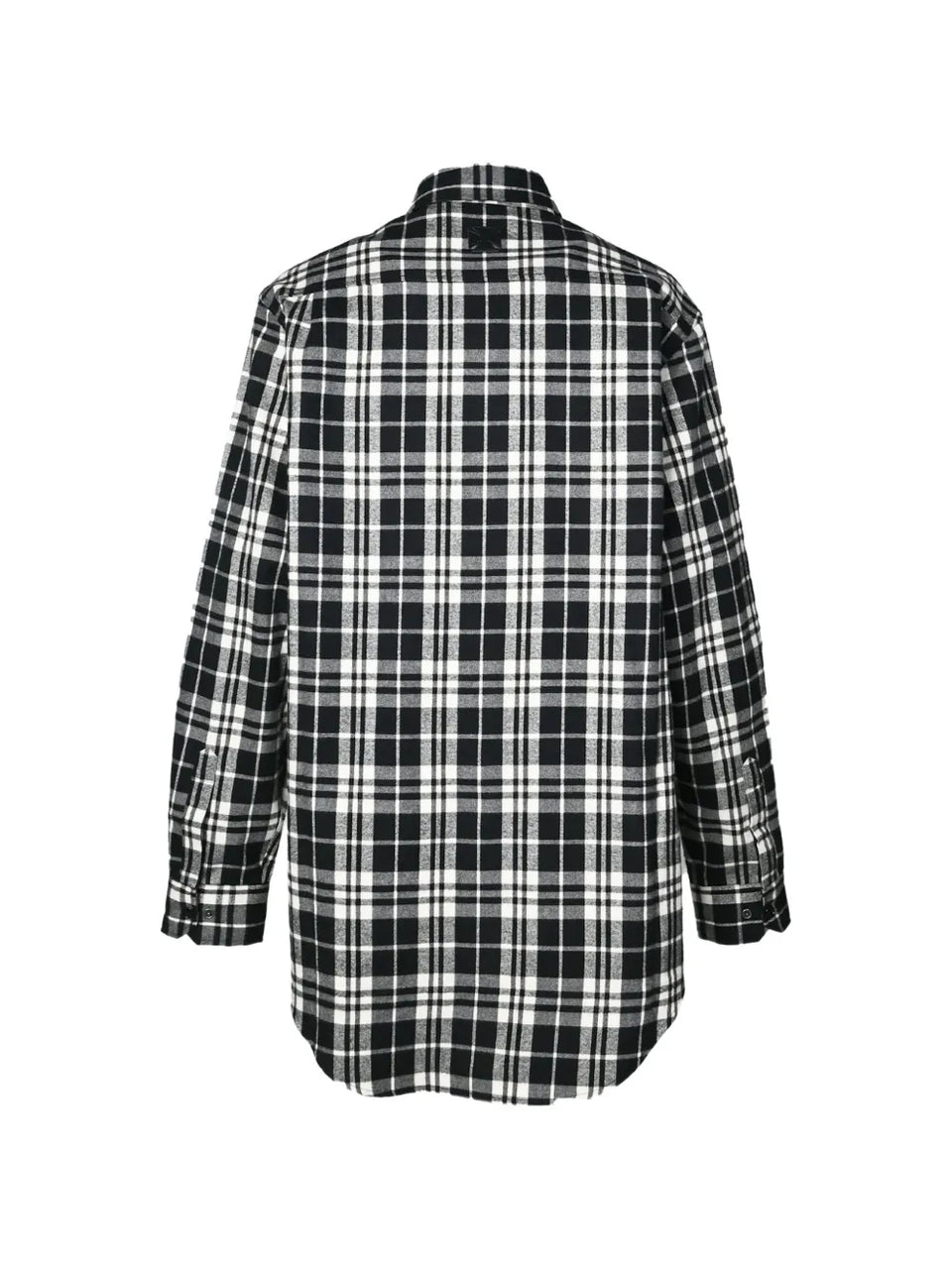 leather cross-patch checked-pattern flannel cotton shirt