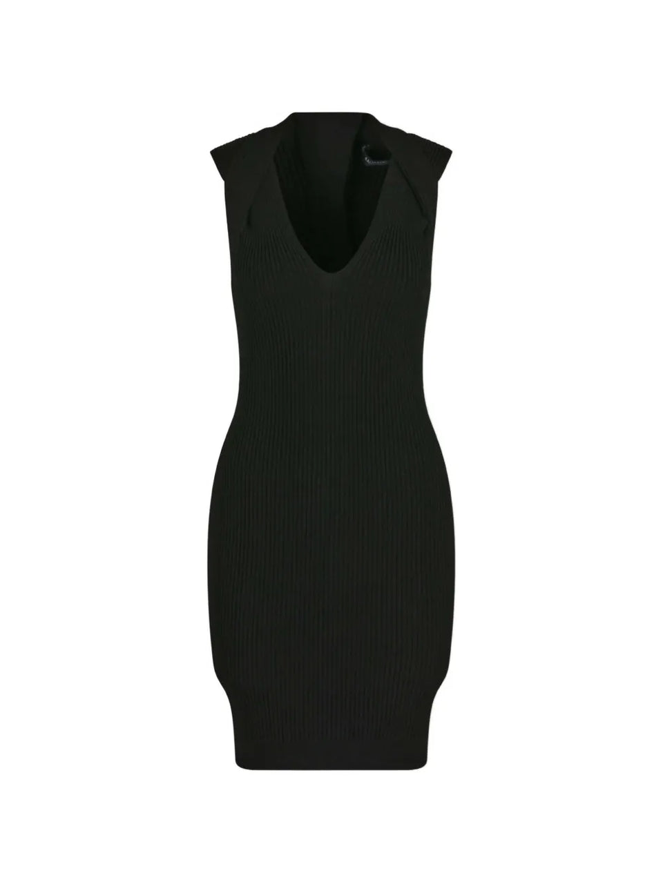 V-neck ribbed mini dress