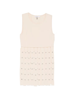 crew neck fringed-detail vest
