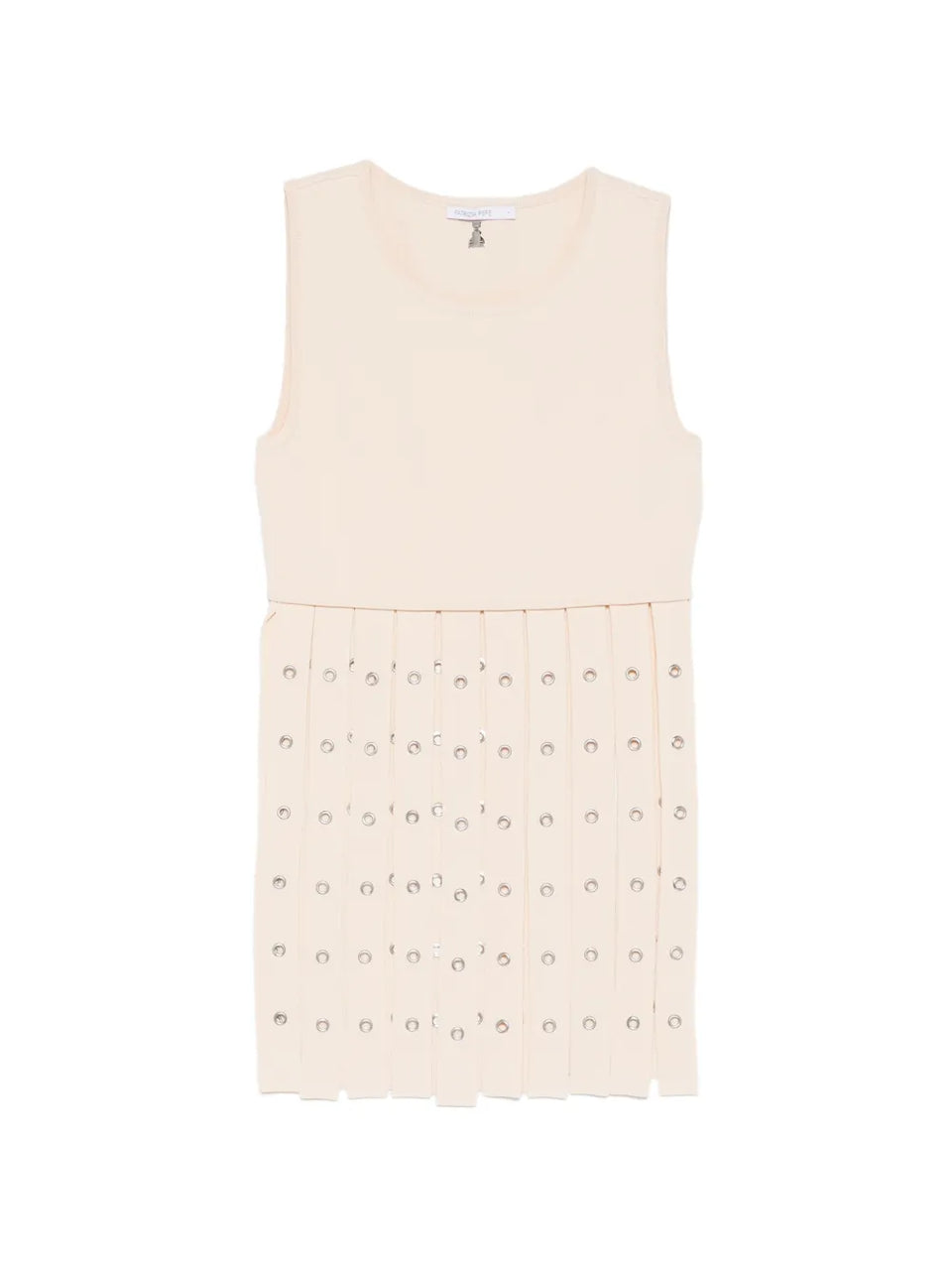 crew neck fringed-detail vest