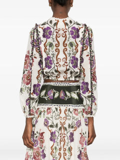 floral lace-trim shirt