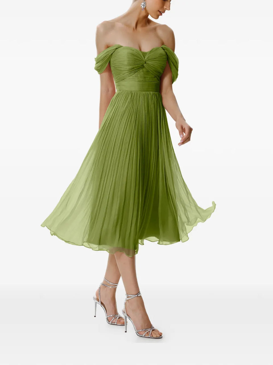 Kaly pleated silk midi dress