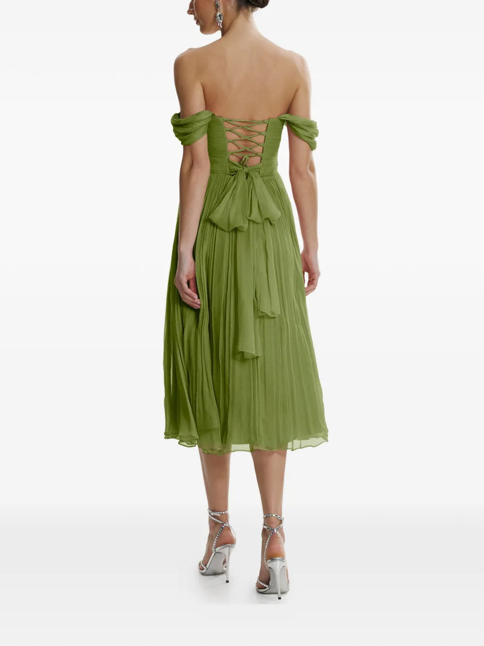Kaly pleated silk midi dress