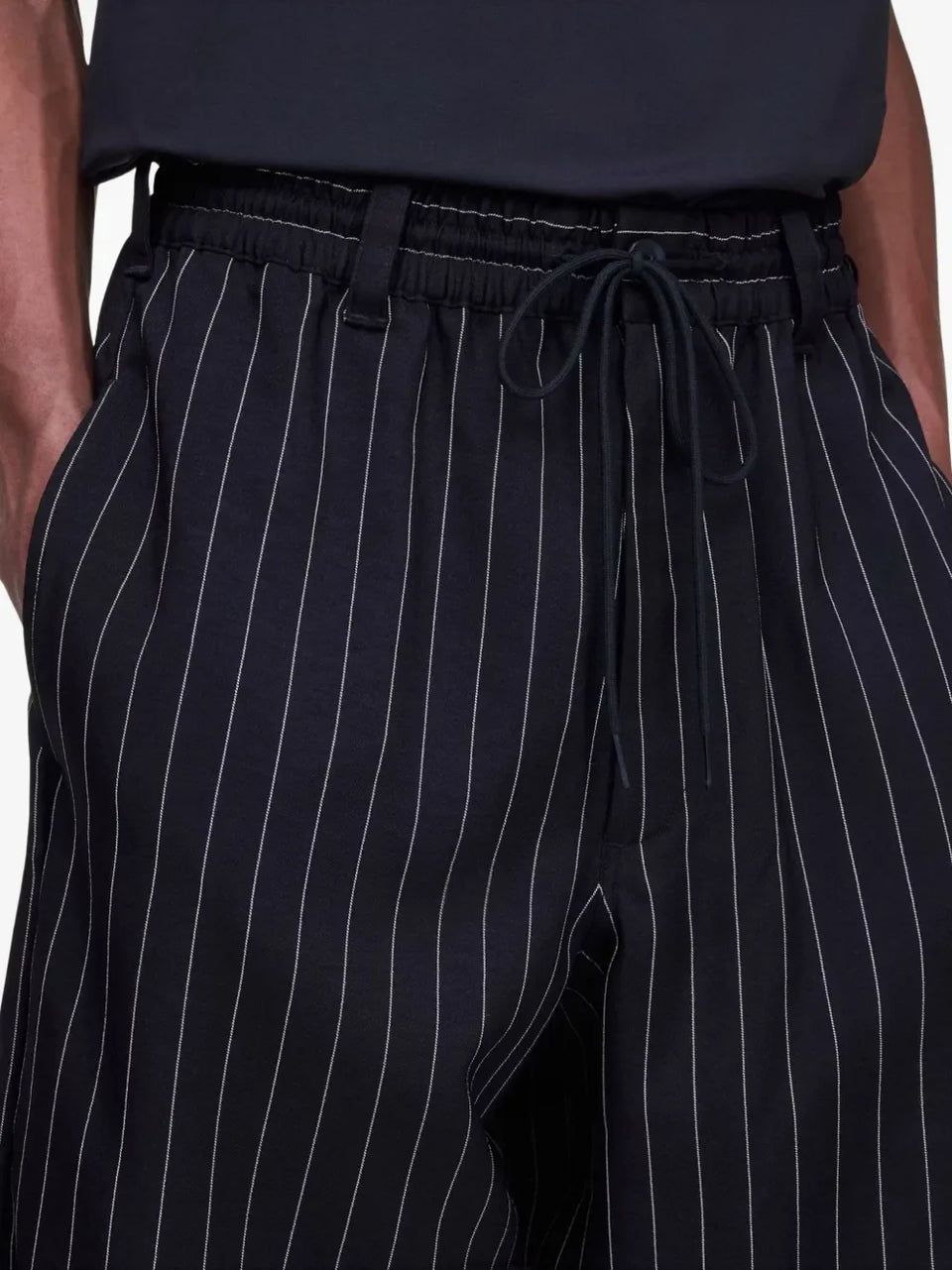 pinstripe drawstring shorts