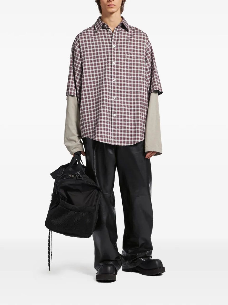 checked layered shirt