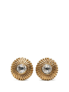 1970-1980 Gold Plated Rhinestone Sunburst Clip On Earrings costume earrings