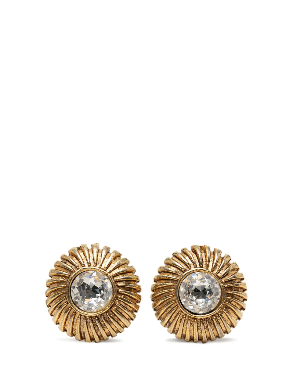 1970-1980 Gold Plated Rhinestone Sunburst Clip On Earrings costume earrings