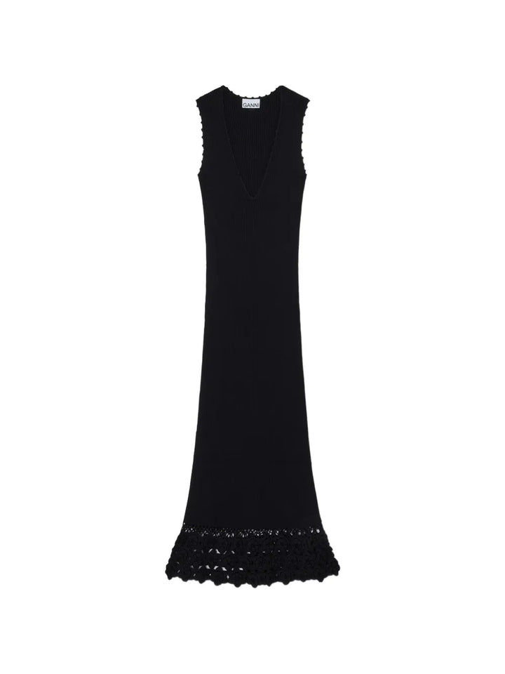 V-neck crocheted maxi dress