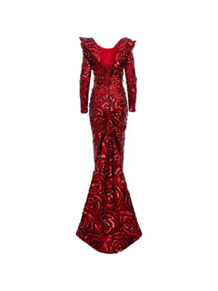 sequin-embroidered long dress