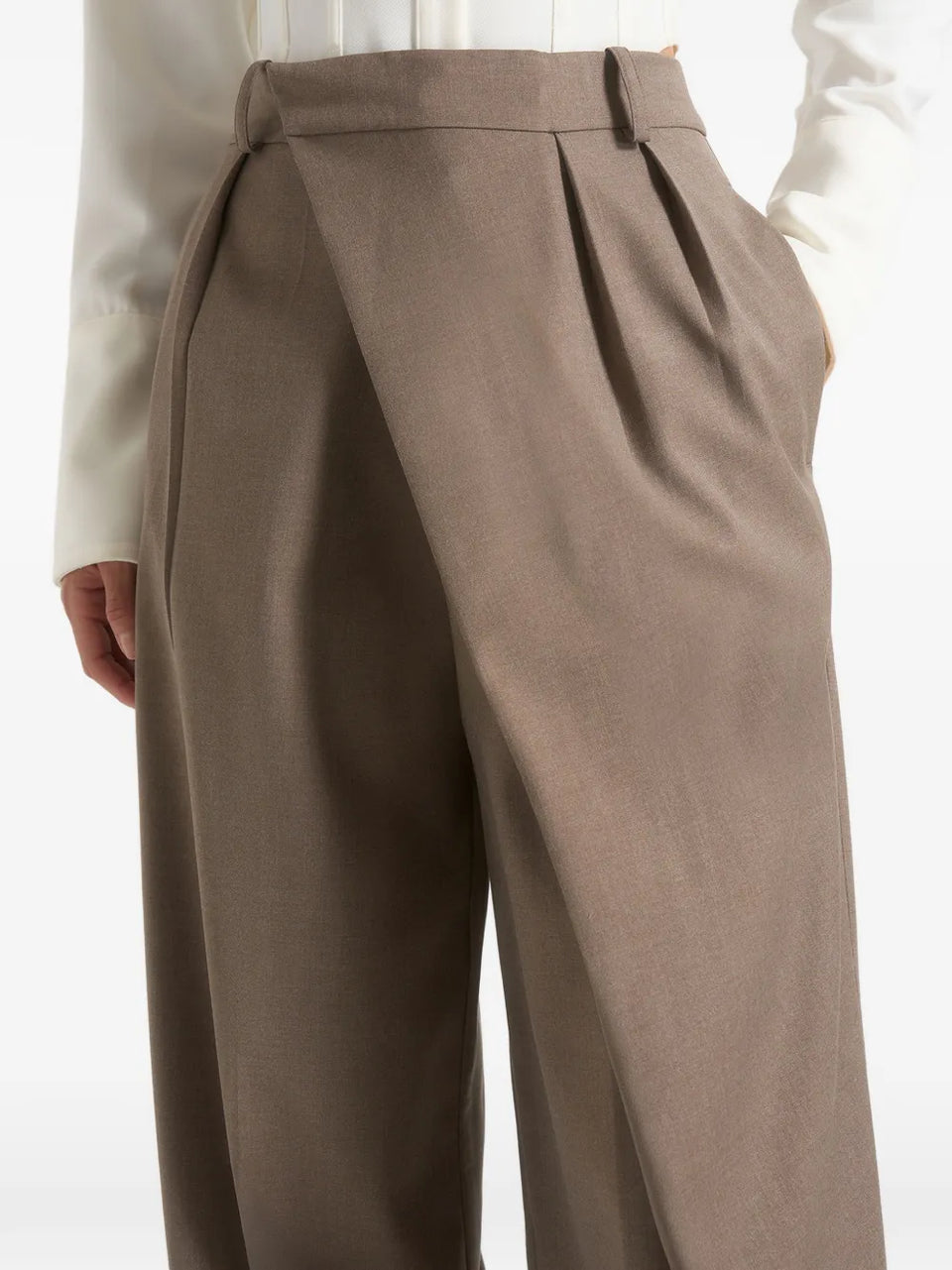 Colette wrap-front pleated tailored trousers