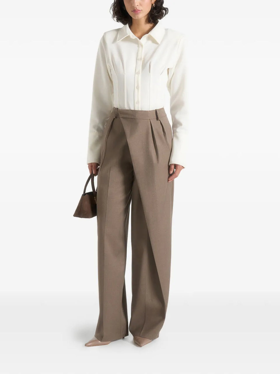 Colette wrap-front pleated tailored trousers